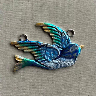 Riparia Blue Swallow Bird Pendant Sparrow Artisan Hand Painted Per Pc