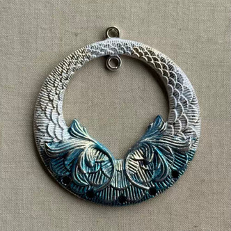 Bermuda Teal Oceania Art Nouveau Pendant Artisan Hand Painted 62x58mm Per Pc
