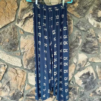 Navy Blue Brick Harem Pants Stretchy Waist All Cotton Jaded Gypsy O/S