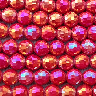 Cherry AB 6mm Faceted Round Disco Ball Chinese Crystal Glass Beads Per Strand