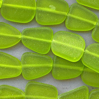 Olivine Small Flat Nugget 13-16mm Sea Glass Beads Per Strand