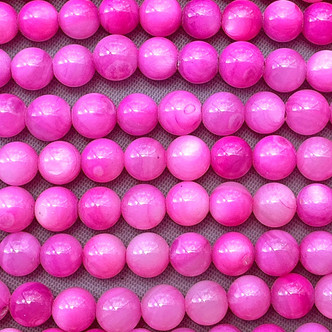 Neon Fuchsia Dyed MOP 4mm Round Beads Per Strand