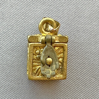 Floral Square Prayer Box Memory Locket Pendants 20x15mm Solid Brass Q1 Per Pkg