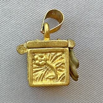 Floral Square Prayer Box Memory Locket Pendants 20x15mm Solid Brass Q1 Per Pkg