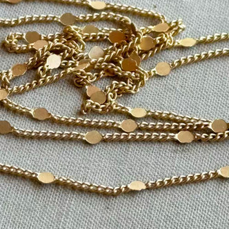 2mm Satellite Hammered Curb Chain Soldered Satin Hamilton Gold Per Foot