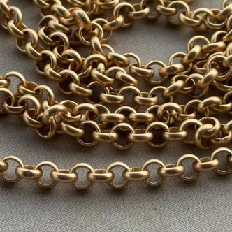 6mm Rolo Chain Not Soldered Satin Hamilton Gold Per Foot
