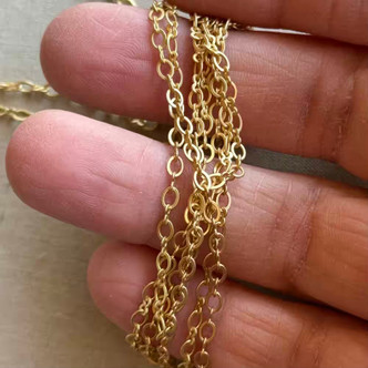 3.5x3mm Oval Figure 8 Cable Chain Soldered Satin Hamilton Gold Plated Per Foot