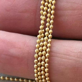 1.5mm Ball Chain Diamond Cut Satin Hamilton Gold Plated Per Foot