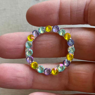 33mm Rhinestone Ring Connector Boho Mix Artisan Made Per Pc