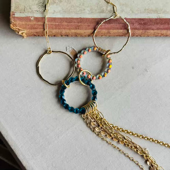 Orbiting the Planets Necklace Hamilton Gold Chain Artisan Made Per Pc