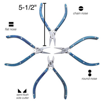 Natural Elements Pliers Tool Set Blue Wood Jewelry Making Q4 Pcs Per Pkg