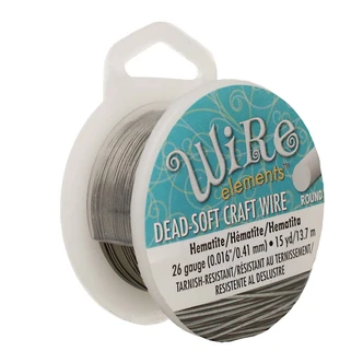 26ga Hematite Craft Wire Elements Round Dead Soft Tarnish Resistant 15 Yard Spool
