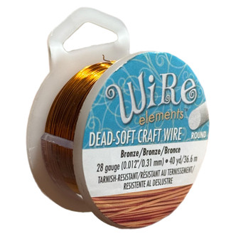 28ga Bronze Craft Wire Elements Round Dead Soft Tarnish Resistant 40 Yard Spool