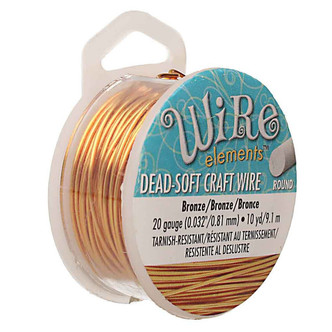 20ga Bronze Craft Wire Elements Round Dead Soft Tarnish Resistant 10 Yard Spool