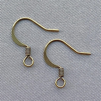 French Hook Flat Coil Earwires 16mm 22 Gauge Antique Brass Plated Q20 Pair per Pkg