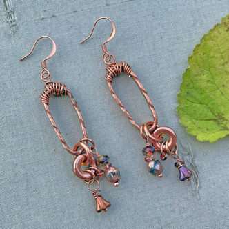 Tribal Hand Forged Copper Metal Worked Earrings Artisan Made in the USA Per Pair