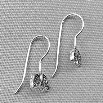 21x10mm Decorative Wing 19ga Earwires Sterling Silver Made in Bali Q2 Pair Per Pkg