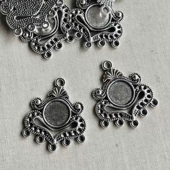 31x26mm Boho Filigree Chandelier Links Rhinestone Tray Connectors Antique Silver Plated Alloy Q10 Per Pkg