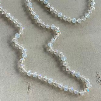 Opalite AB Diva Length Necklace Hand Knotted Crystals Artisan Made Per Pc
