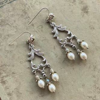 Maypearls Chandelier Earrings Silver Artisan Made in the USA Per Pair