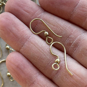 French Hook Ball Earwires 18x10mm 19ga E-Coat Solid Brass Q20 Pair Per Pkg