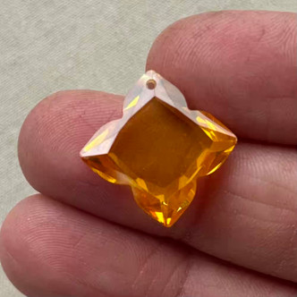 21mm Goldenrod Cubic Zirconia Micro Faceted Quatrefoil Per Pc