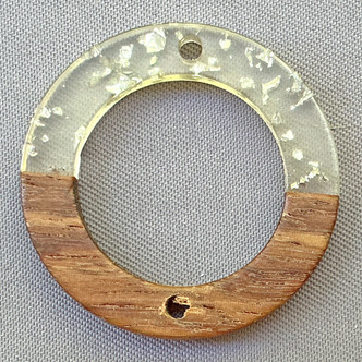 Silver Specks 28mm Resin Walnut Wood Circle Washer Links Q4 Per Pkg
