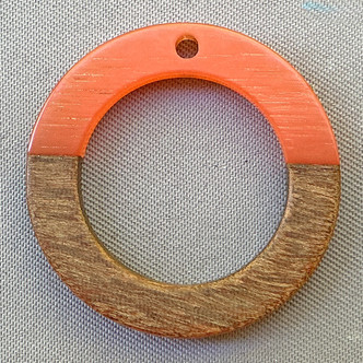 Orange 28mm Resin Walnut Wood Circle Washer Pendants Q2 Per Pkg