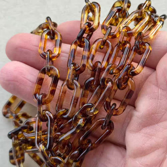 20x11mm Tortoiseshell Paperclip Chain Acrylic Resin Per Foot