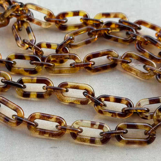 20x11mm Tortoiseshell Paperclip Chain Acrylic Resin Per Foot