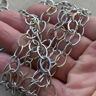 12x8mm Flat Oval Chain Soldered Platinum Plated Brass Per Foot