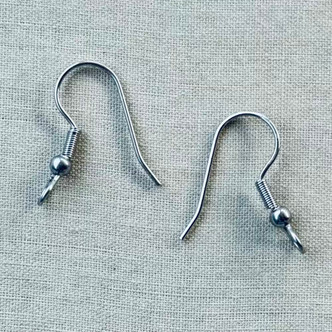 20mm French Hook Ball Coil Earwires Perpendicular 21ga Stainless Steel Q40 Pair Per Pkg