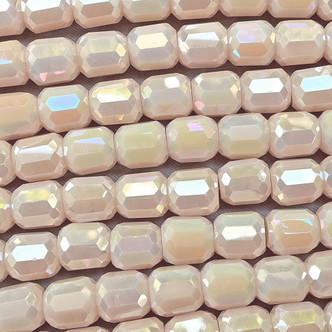 Bisque AB Faceted Barrel 9x8mm Chinese Crystal Glass Beads Per Strand