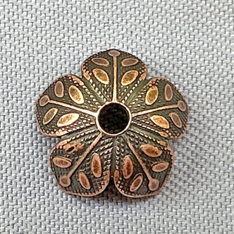 Leaf Flower Bead Caps 8mm Antique Copper Plated Brass Q6 Per Pkg