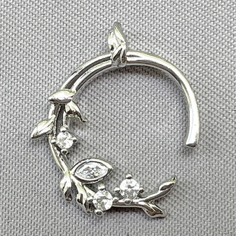 Clear Crystal Rhinestone Vine Circle Charms 17x16mm Antique Silver Plated Alloy Q2 Per Pkg