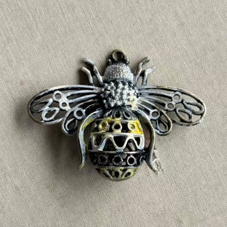 50x40mm Bumblebee Filigree Bee Pendant Artisan Hand Painted Per Pc
