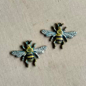 32x23mm Bumblebee Bee Charms Artisan Hand Painted Per Pair