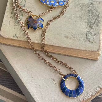 Egyptian Cloisonne Necklace Brass Chain Artisan Made Per Pc