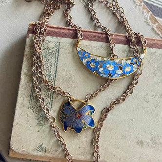 Egyptian Cloisonne Necklace Brass Chain Artisan Made Per Pc