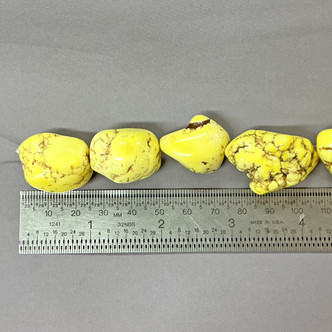 Dyed Yellow Magnesite 35-25mm Nugget Semi-Precious Stone Beads Per Strand