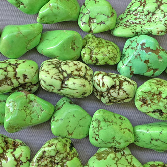 Dyed Mint Green Magnesite 28mm-15mm Nugget Semi-Precious Stone Beads Per Strand