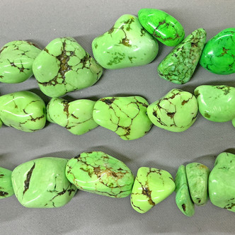 Dyed Mint Green Magnesite 25-12mm Nugget Semi-Precious Stone Beads Per Strand