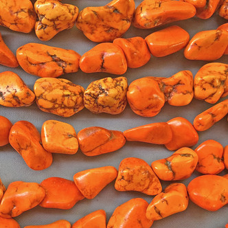 Dyed Orange Magnesite 25-12mm Nugget Semi-Precious Stone Beads Per Strand