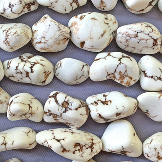 Dyed White Magnesite 25-12mm Nugget Semi-Precious Stone Beads Per Strand