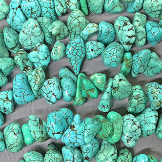 Dyed Turquoise Magnesite 10-5mm Nugget Chips Semi-Precious Stone Beads Per Strand