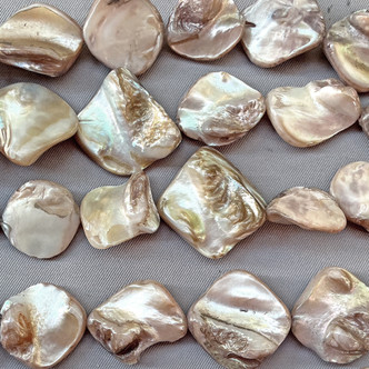 Silver Nugget 15-22mm Natural MOP Shell Beads Per Strand