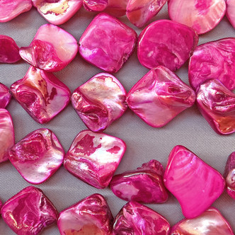 Bright Pink Nugget 15-22mm Natural MOP Shell Beads Per Strand