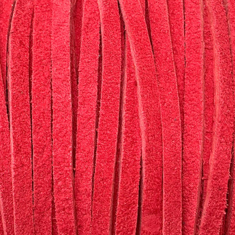 Red 3mm Thick Dyed Flat Suede Lace Leather Jewelry Cord per Foot