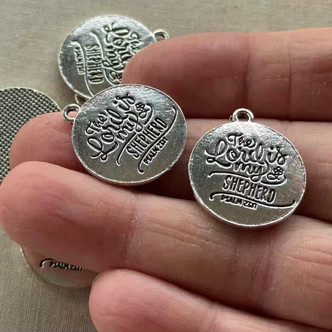 The Lord Is My Shepherd Message Charms Silver Plated 22mm 6pcs Per Pkg