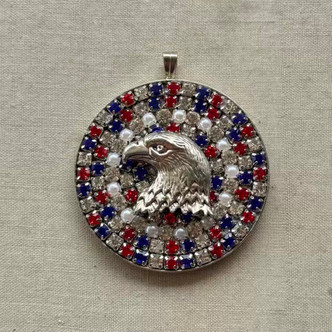Eagle of Freedom Rhinestone Pendant Sparkly Artisan Made Per Pc